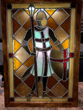 Load image into Gallery viewer, Medieval / Templar Knight 23&quot; x 16&quot; Stained Glass in Backlit Shadow Box
