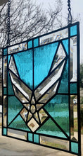 Load image into Gallery viewer, US Air Force Beveled Glass Emblem in Sky Blue Stained Glass BACK IN STOCK
