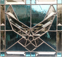 Load image into Gallery viewer, US Air Force Beveled Glass Emblem in Sky Blue Stained Glass BACK IN STOCK
