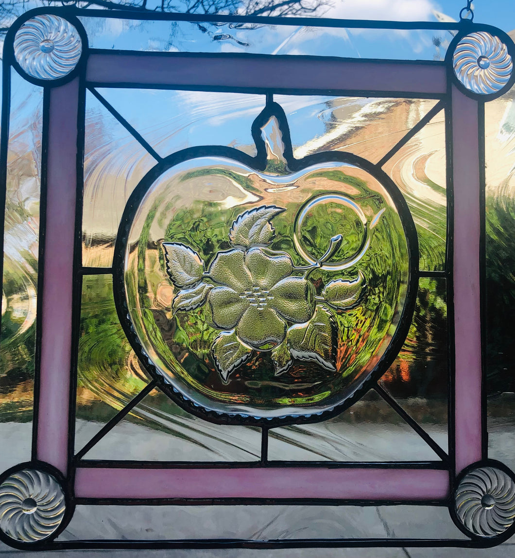 Vintage Mid-Century Hazel-Atlas Apple Blossom in Stained Glass